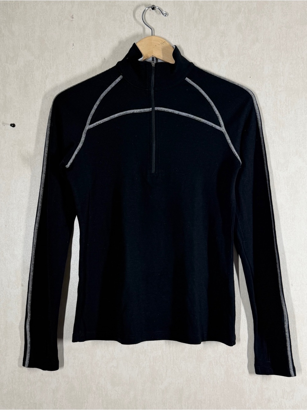 ibex Women’s Merino Wool Thermal Base Layer 1/4 Zip Shirt Longsleeve in Black M